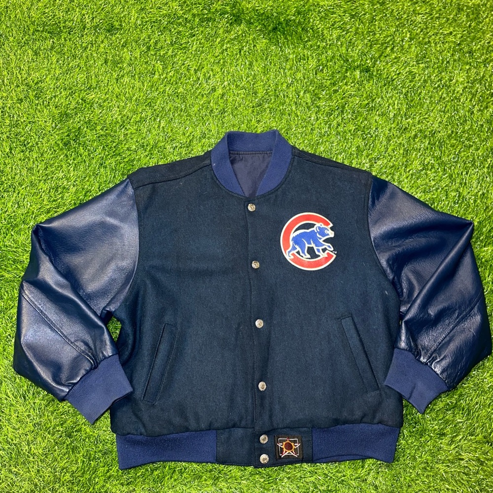 Vintage Jeff Hamilton mlb Chicago cubs reversible leather sleeves size youth LRG